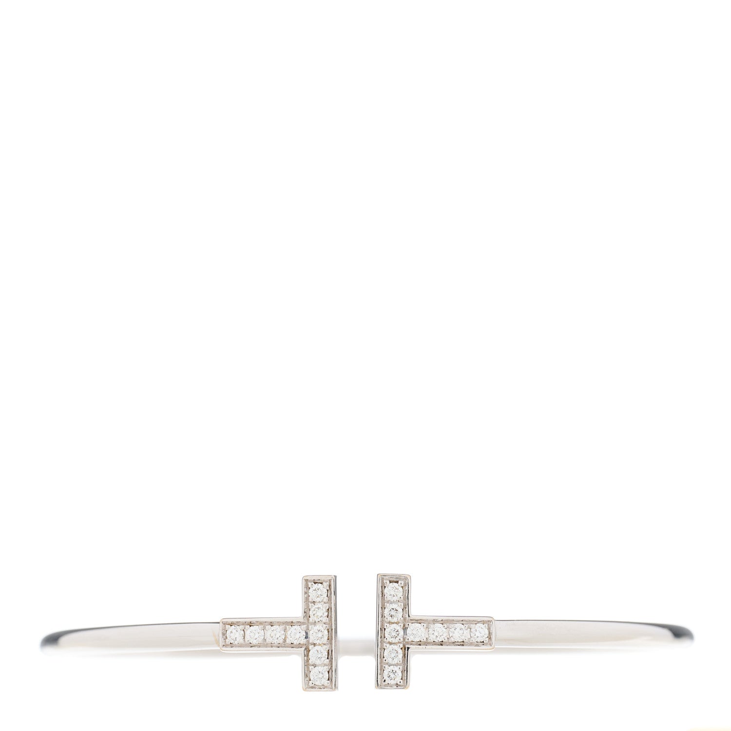 Tiffany 18K White Gold Diamond T Wire Bracelet 1 of 4