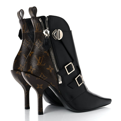 Louis Vuitton Calfskin Monogram Janet Ankle Boots 37 Black 4 of 8