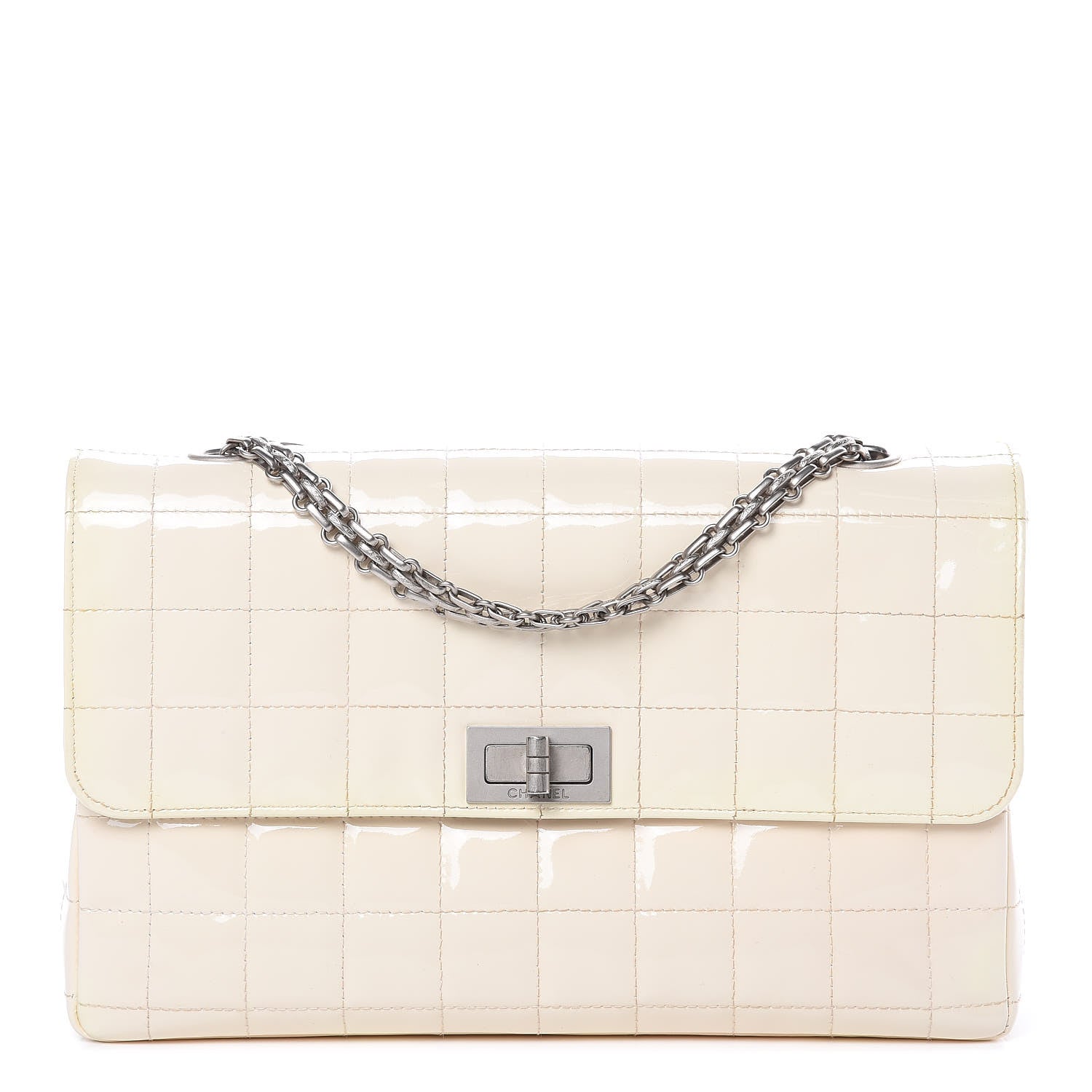 Chanel Patent Chocolate Bar Reissue Single Flap White 1 of 12