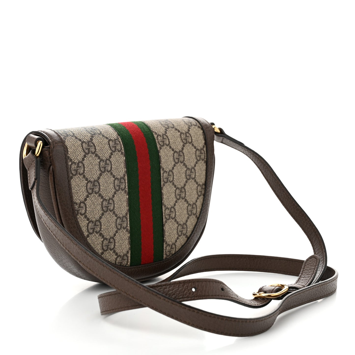 GG Supreme Monogram Textured Dollar Calfskin Web Mini Ophidia Flap Shoulder Bag Beige Ebony New Acero