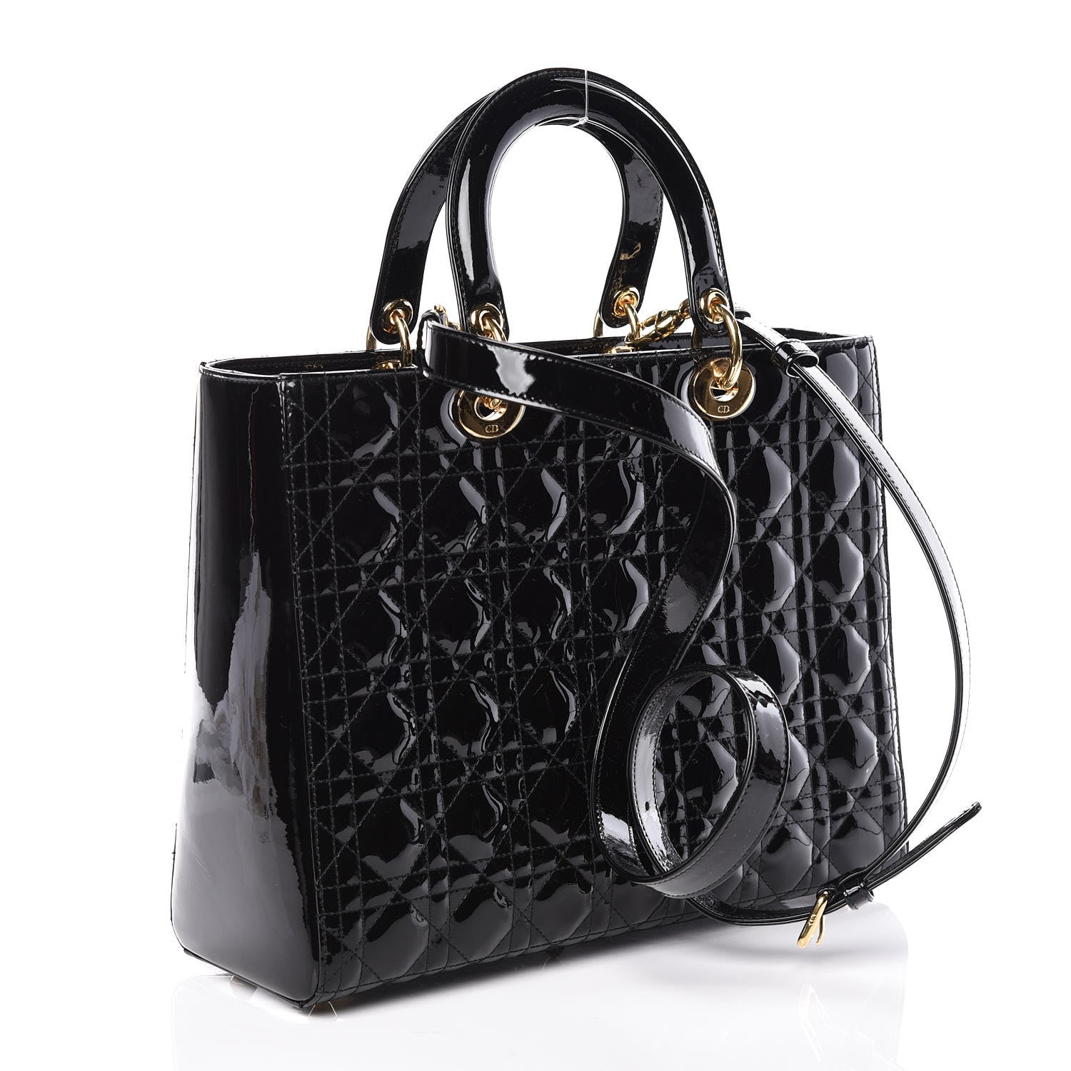 Christian Dior Patent Cannage Large Lady Dior Black 3 of 9
