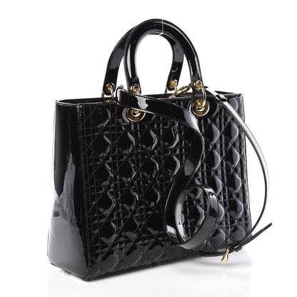 Christian Dior Patent Cannage Large Lady Dior Black 3 of 9