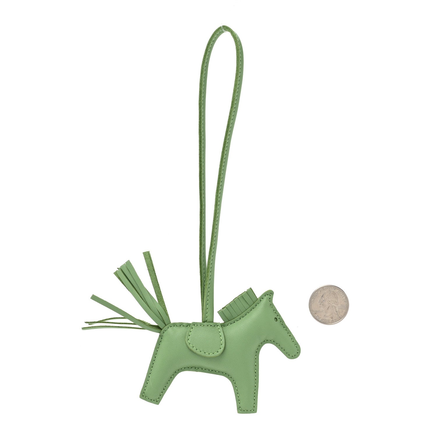 Hermes Milo Lambskin Grigri Rodeo Horse Bag Charm PM Vert Criquet 2 of 4