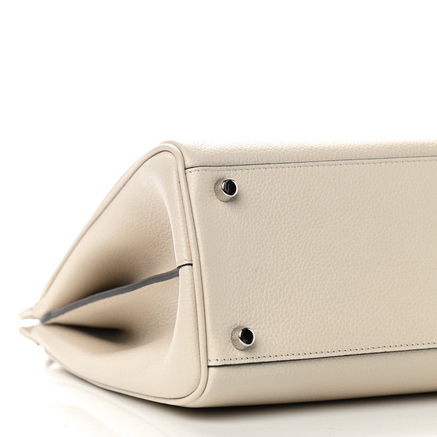 Grainy Calfskin Medium Zumi Top Handle Bag Mystic White