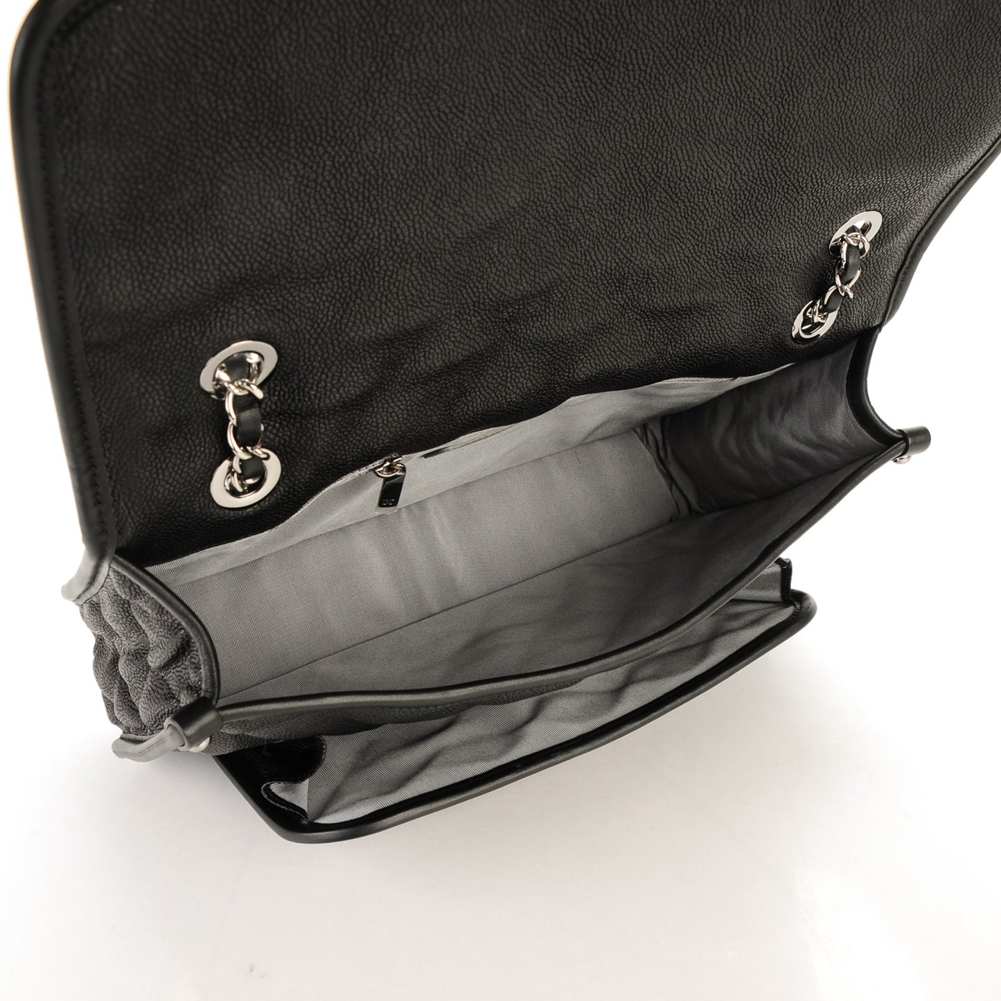 Caviar Quilted Large French Riviera Flap Black