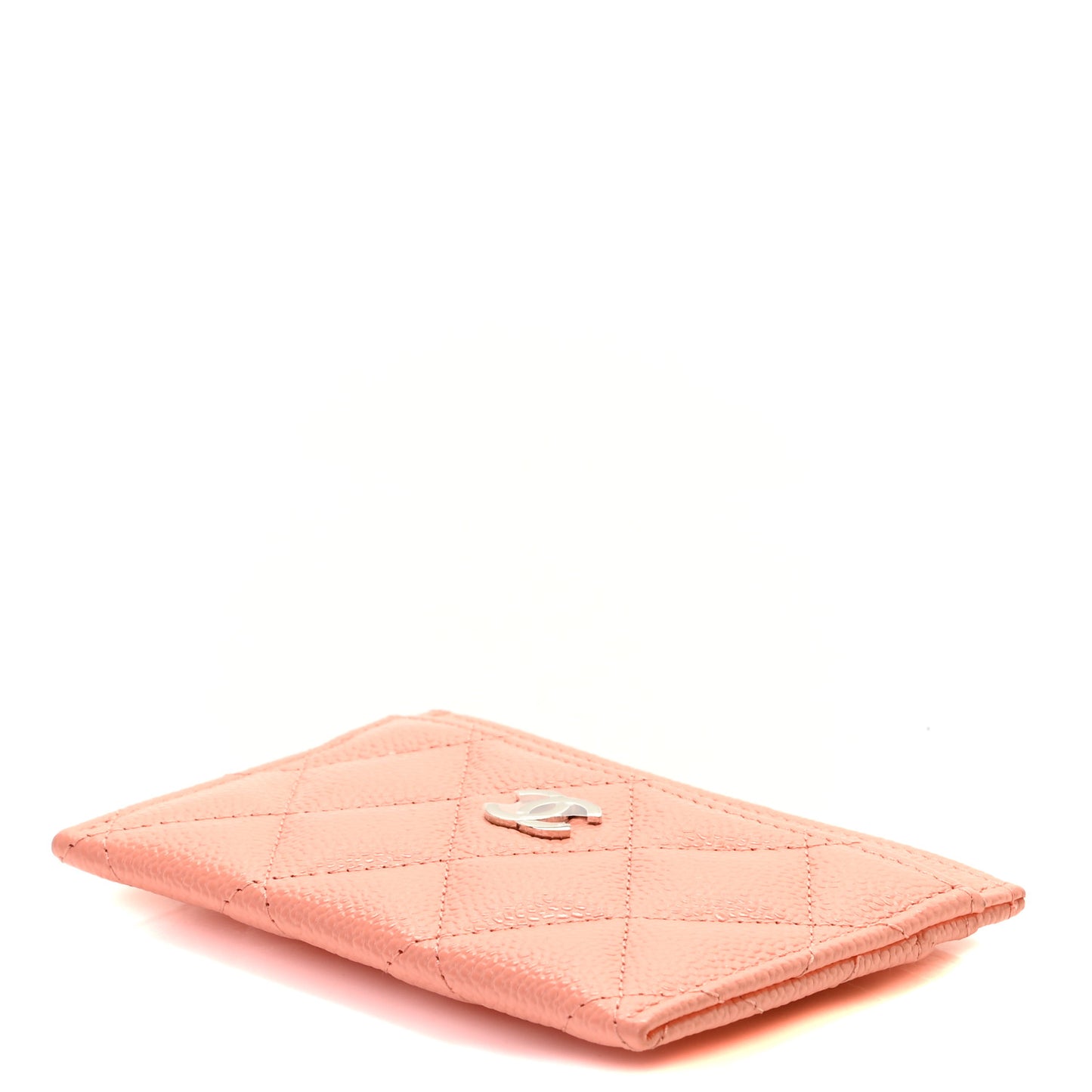 Caviar Quilted Card Holder Coral