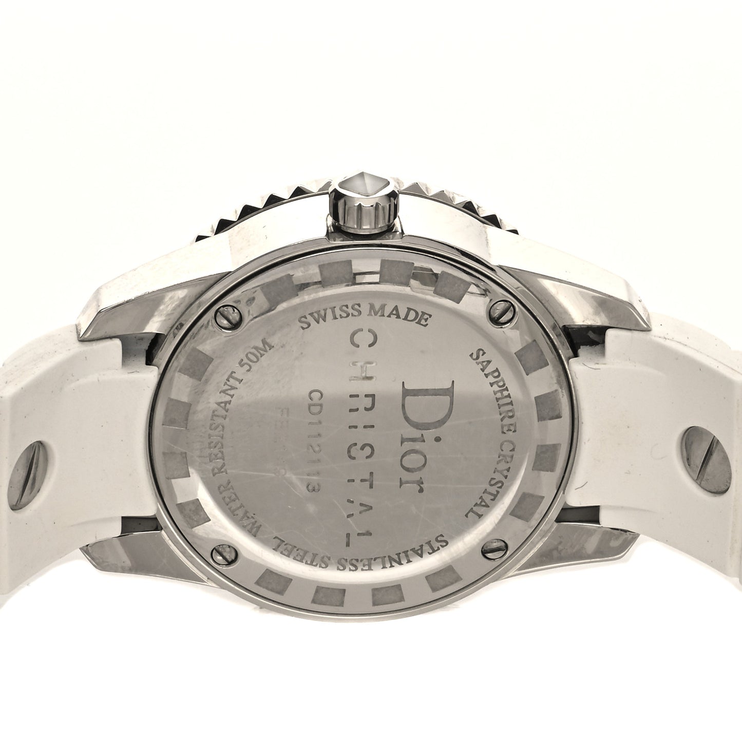 Stainless Steel Rubber Diamond Sapphire 29mm Christal Quartz Watch White