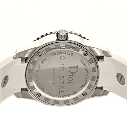 Christian Dior Stainless Steel Rubber Diamond Sapphire 29mm Christal Quartz Watch White 4 of 5