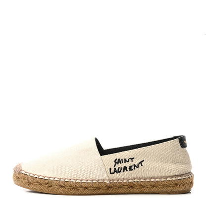 Saint Laurent Canvas Elba Logo Embroidered Espadrilles 38 Panna 1 of 8