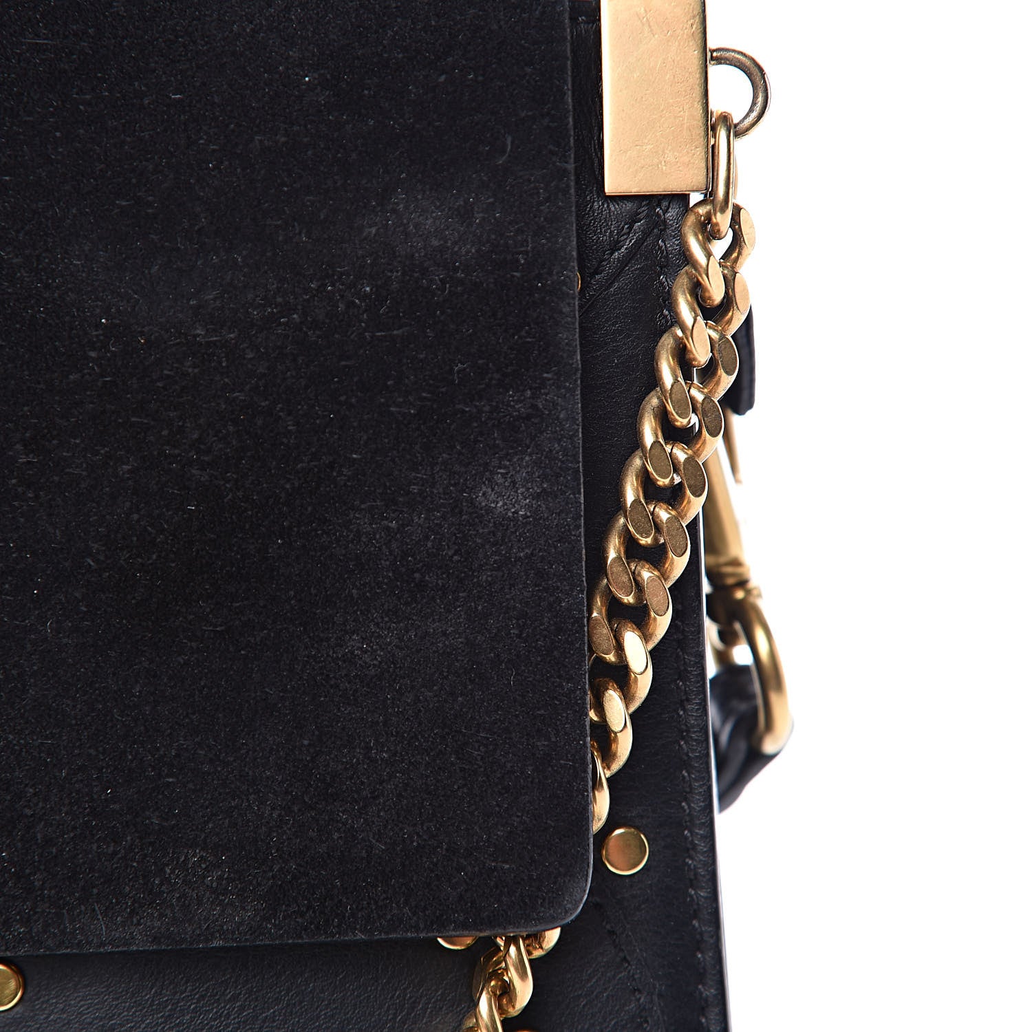 Chloe Calfskin Suede Studded Medium Faye Shoulder Bag Black 8 of 13