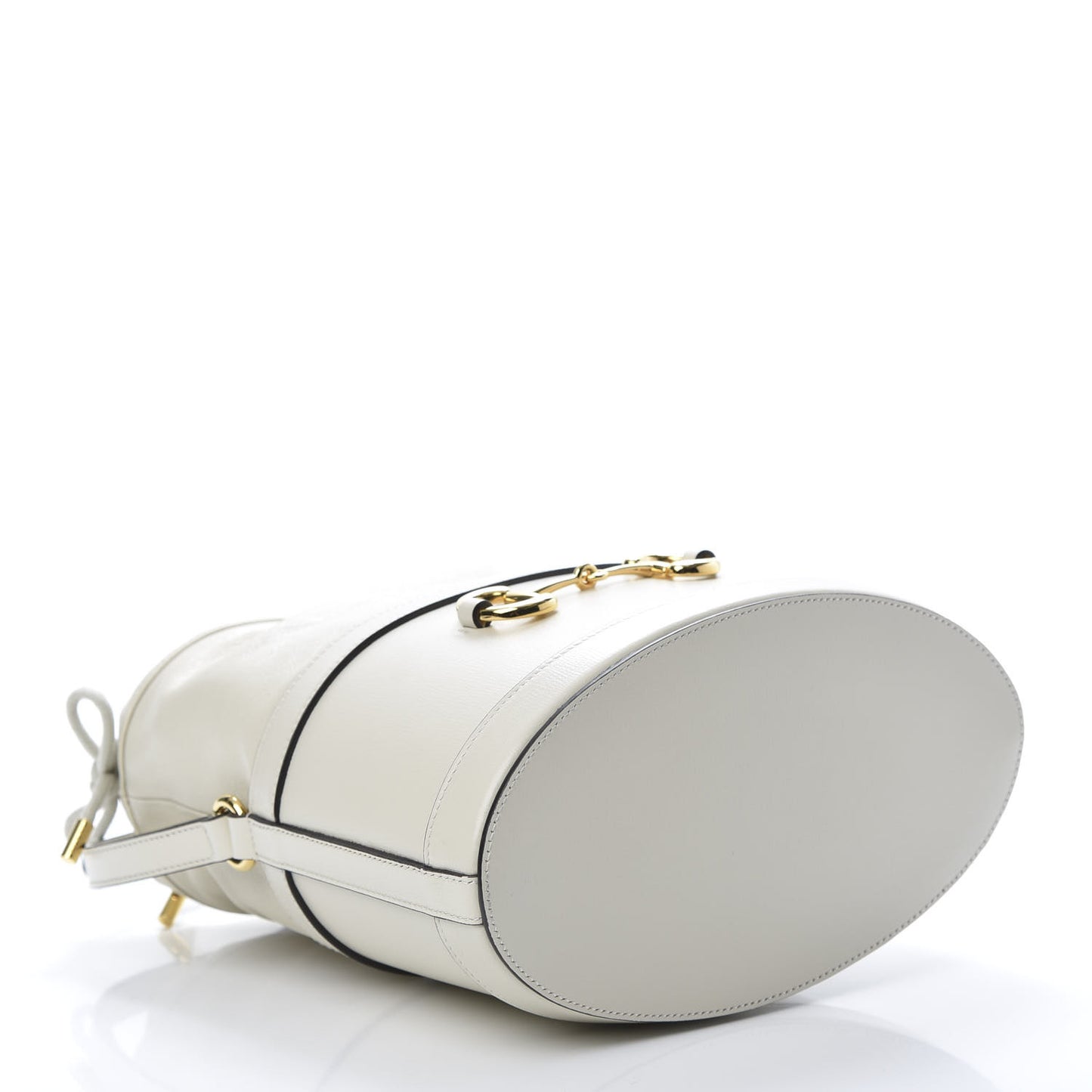 Azalea Sakai Calfskin Horsebit 1955 Drawstring Bucket Bag Mystic White