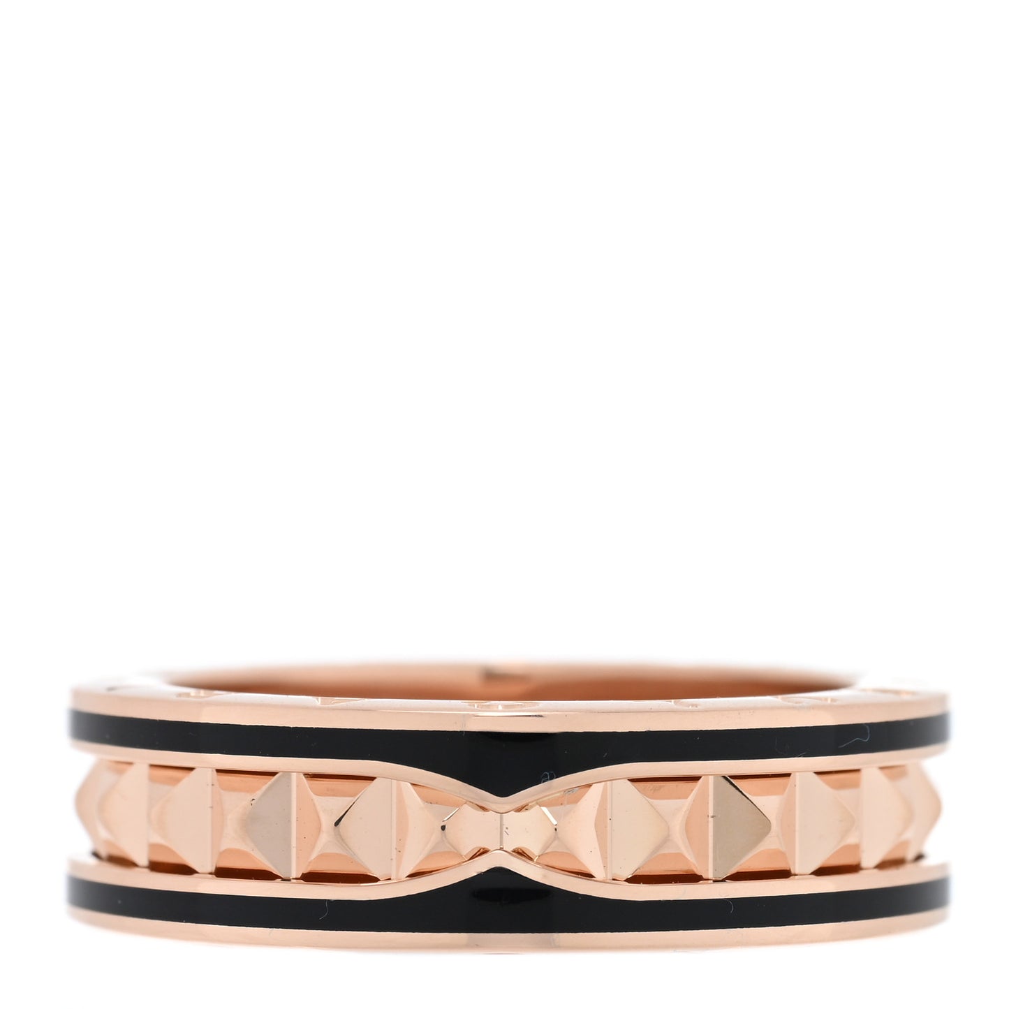 18K Rose Gold Black Ceramic B.Zero1 Rock One-Band Ring 61 9.5