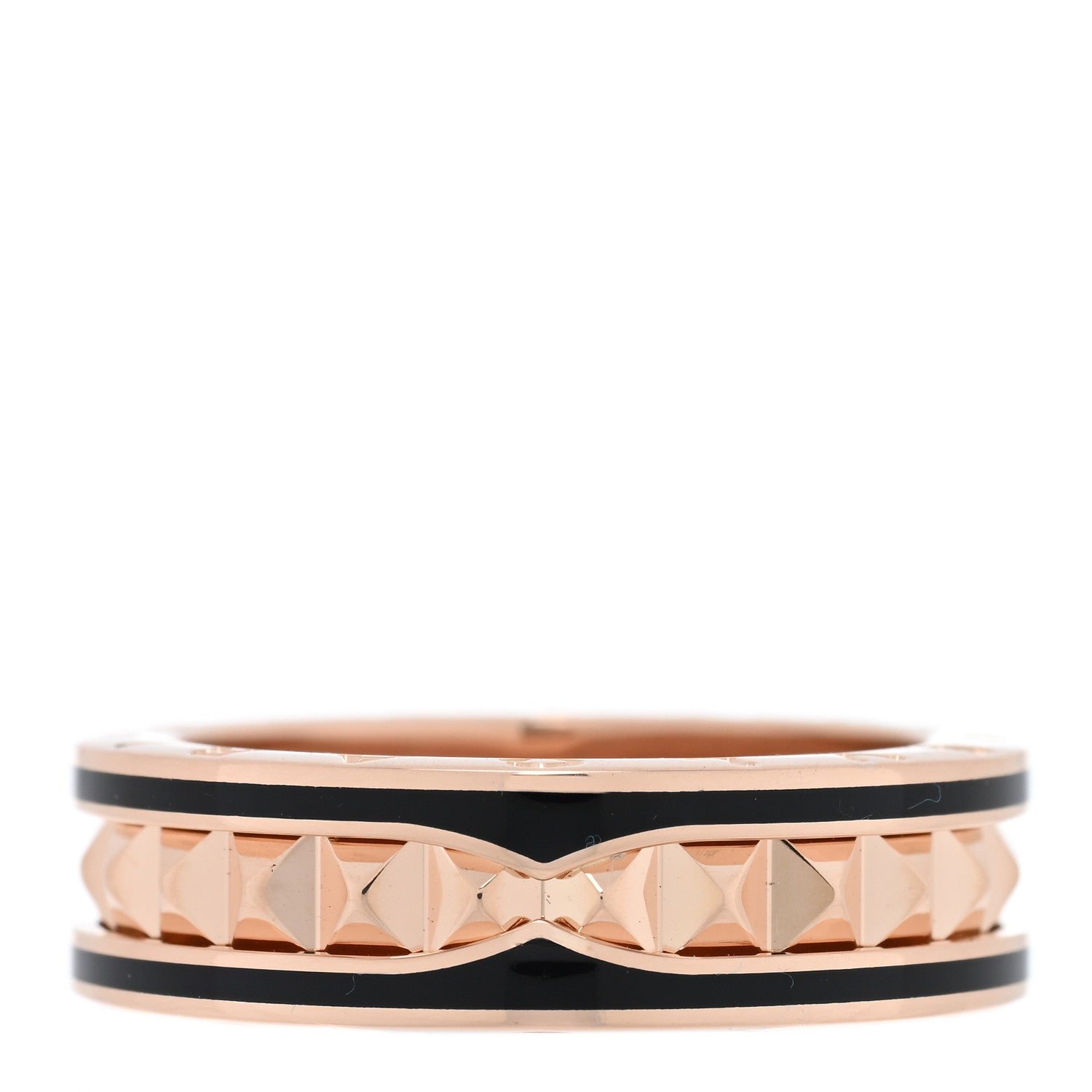 Bulgari 18K Rose Gold Black Ceramic B.Zero1 Rock One-Band Ring 61 9.5 1 of 4