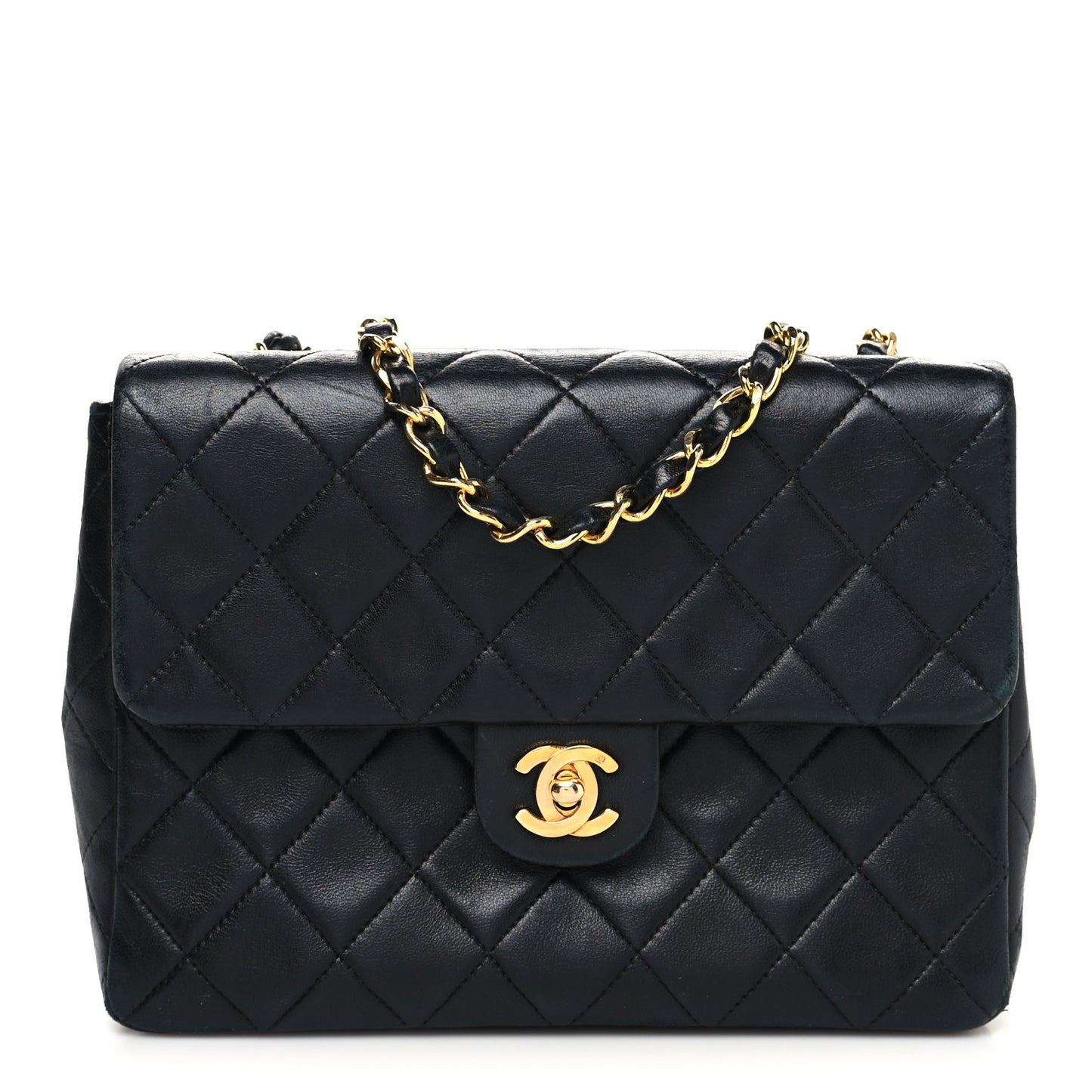 Lambskin Quilted Small Single Flap Black
