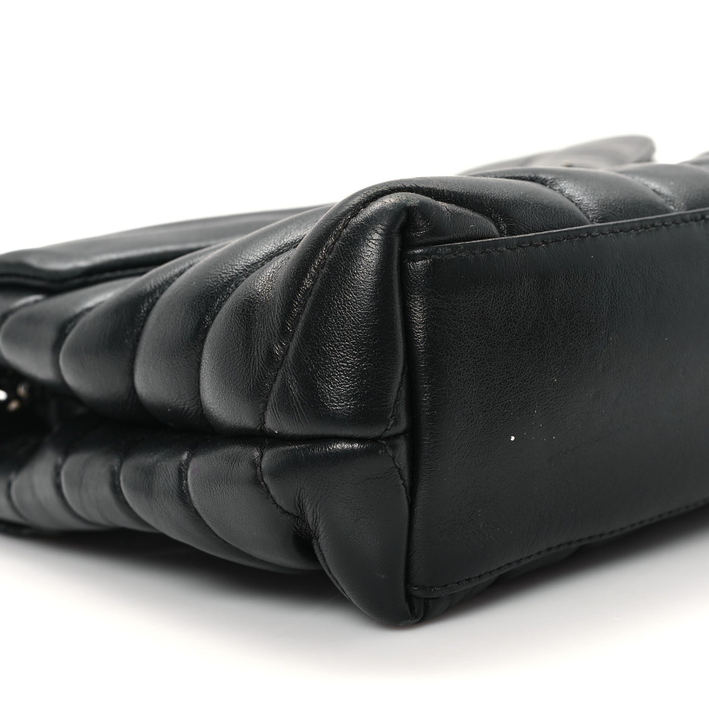 Calfskin Y Quilted Monogram Monochrome Small Loulou Chain Satchel Black