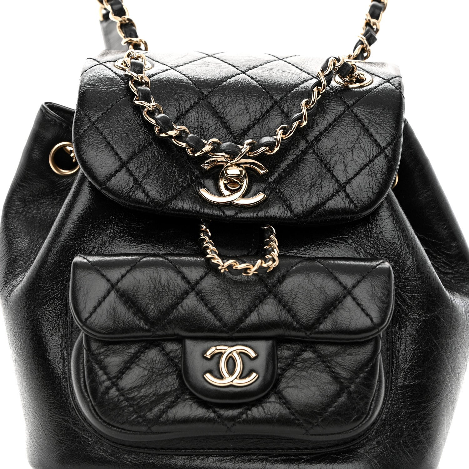 Chanel Lambskin Quilted Small Duma Drawstring Backpack Black 8 of 10