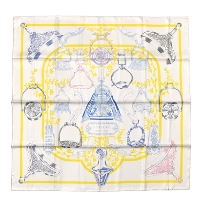 Hermes Silk Etriers Scarf 90 Argent Jaune Encre 1 of 6