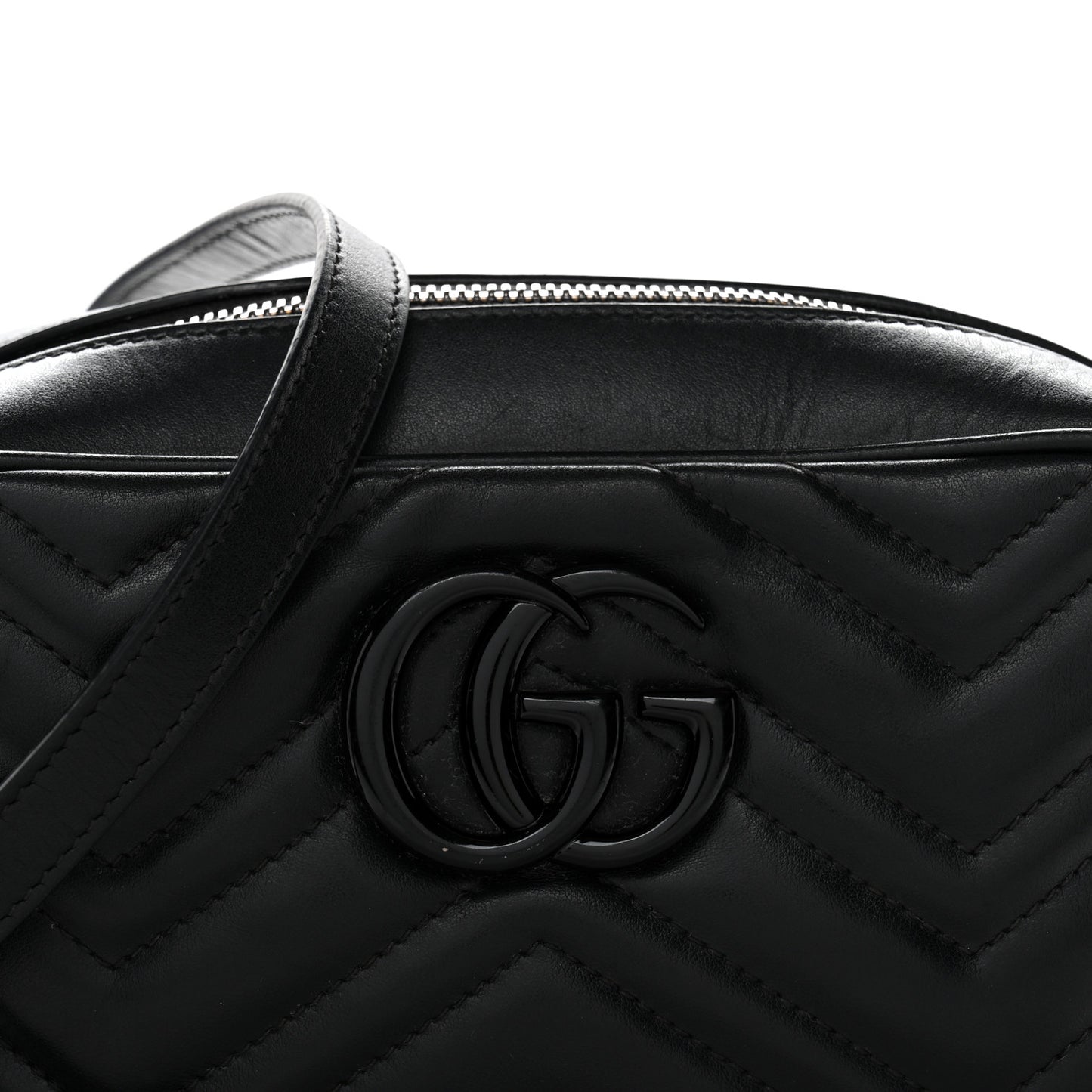 Calfskin Matelasse Monochrome Small GG Marmont Chain Shoulder Bag Black