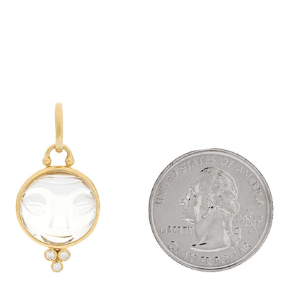 Temple St. Clair 18K Yellow Gold Diamond Rock Crystal 15mm Moonface Pendant 2 of 5