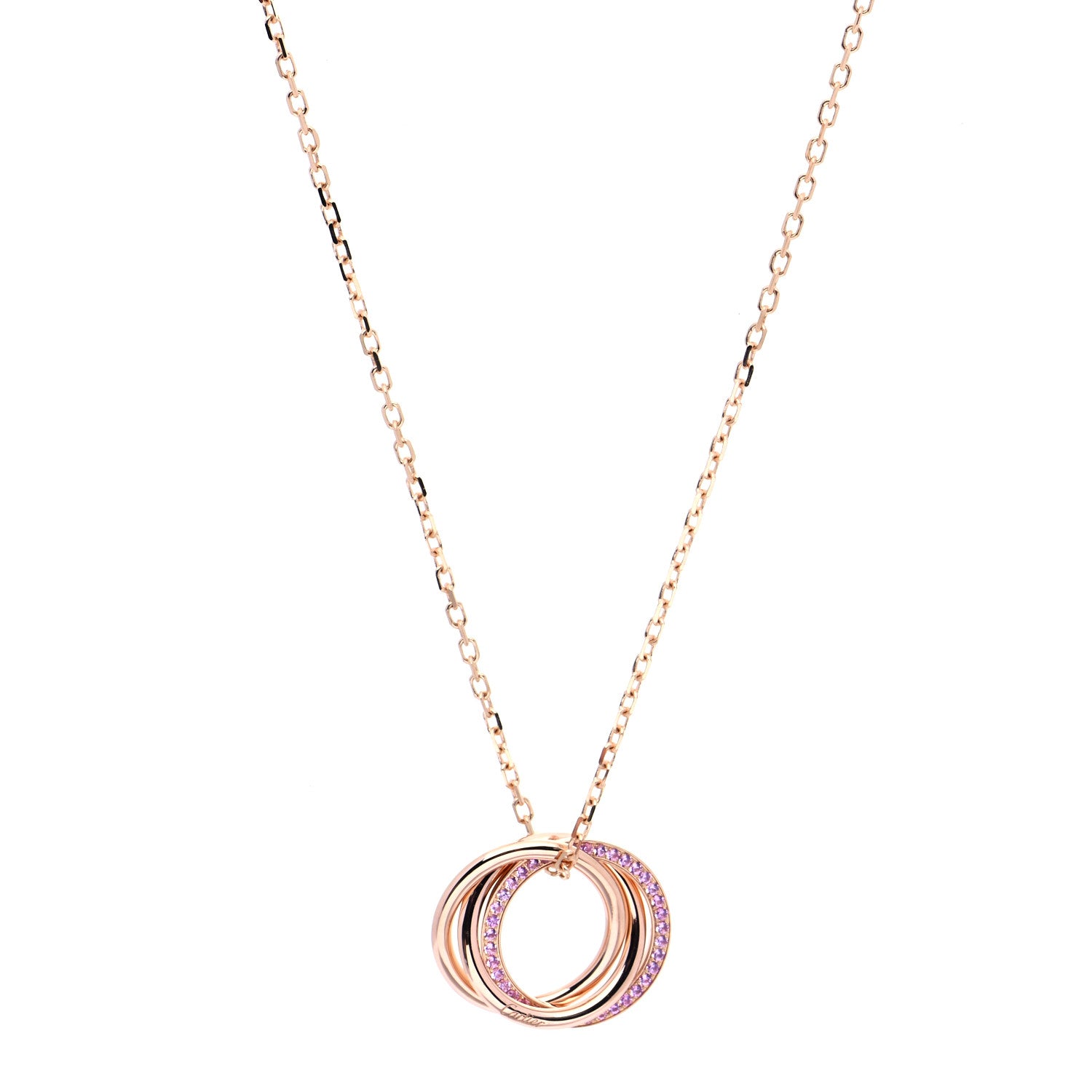 Cartier 18K Pink Gold Pink Sapphire Trinity Pendant Necklace 1 of 7