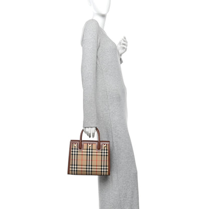 Burberry Calfskin Vintage Check Mini Two Handle Title Bag Archive Beige 2 of 9