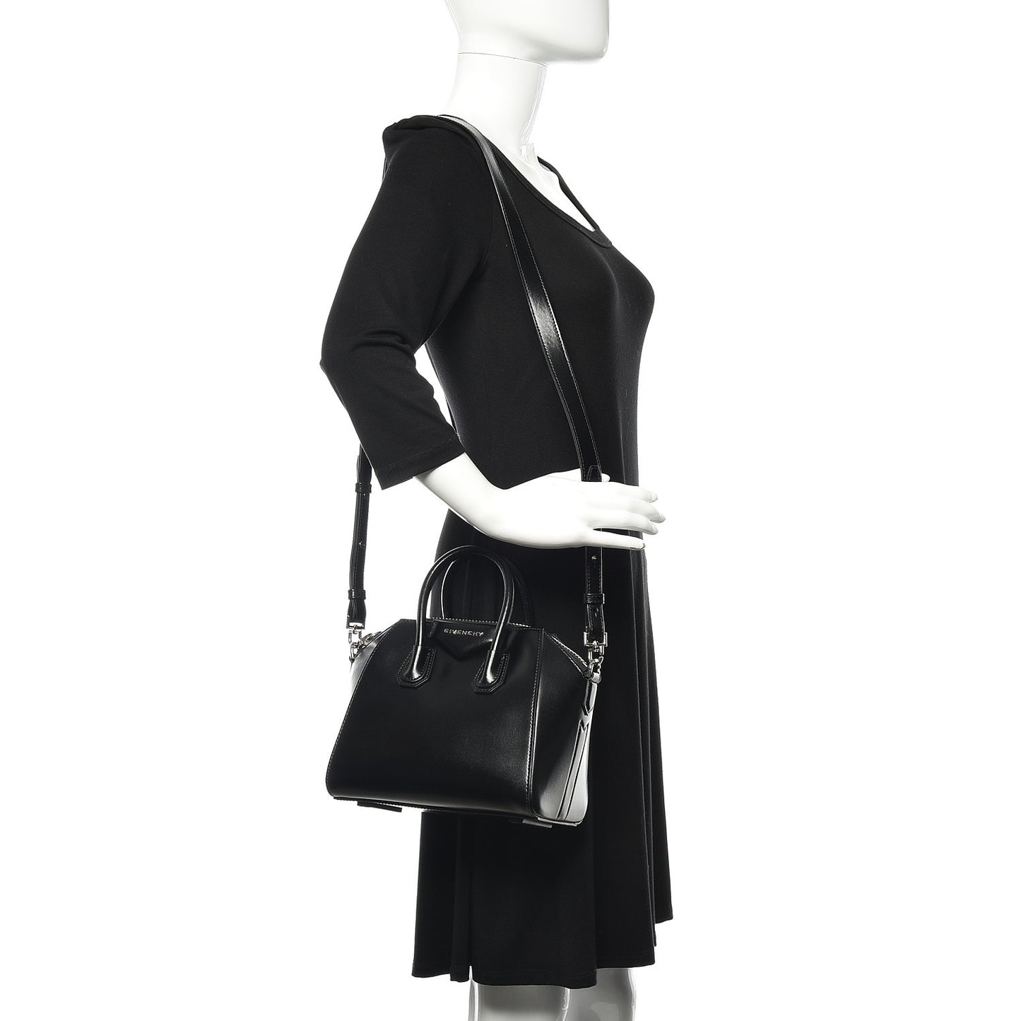 Shiny Lord Calfskin Mini Antigona Black