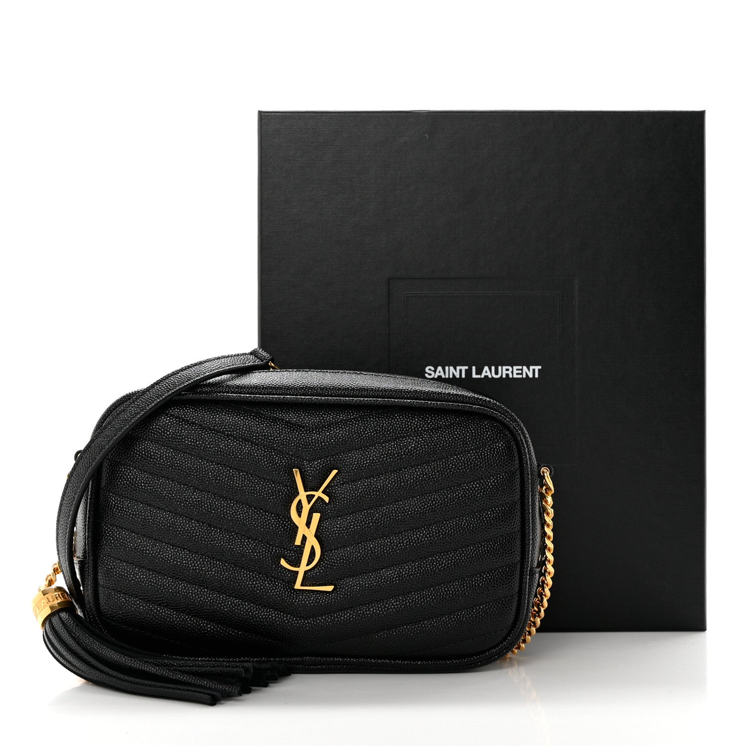 Saint Laurent Grain De Poudre Matelasse Monogram Mini Lou Camera Bag Black 10 of 10