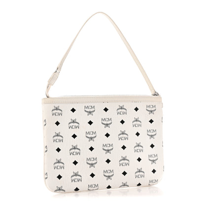 MCM Visetos Liz Shopper Tote Pouch White 3 of 8