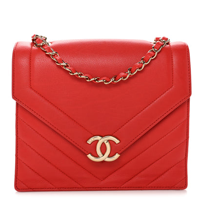 Chanel Calfskin Quilted Chevron Small Single Flap Red 1 of 10
