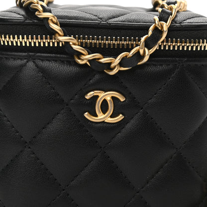 Chanel Lambskin Quilted Mini Pearl Crush Vanity Case With Chain Black 8 of 11