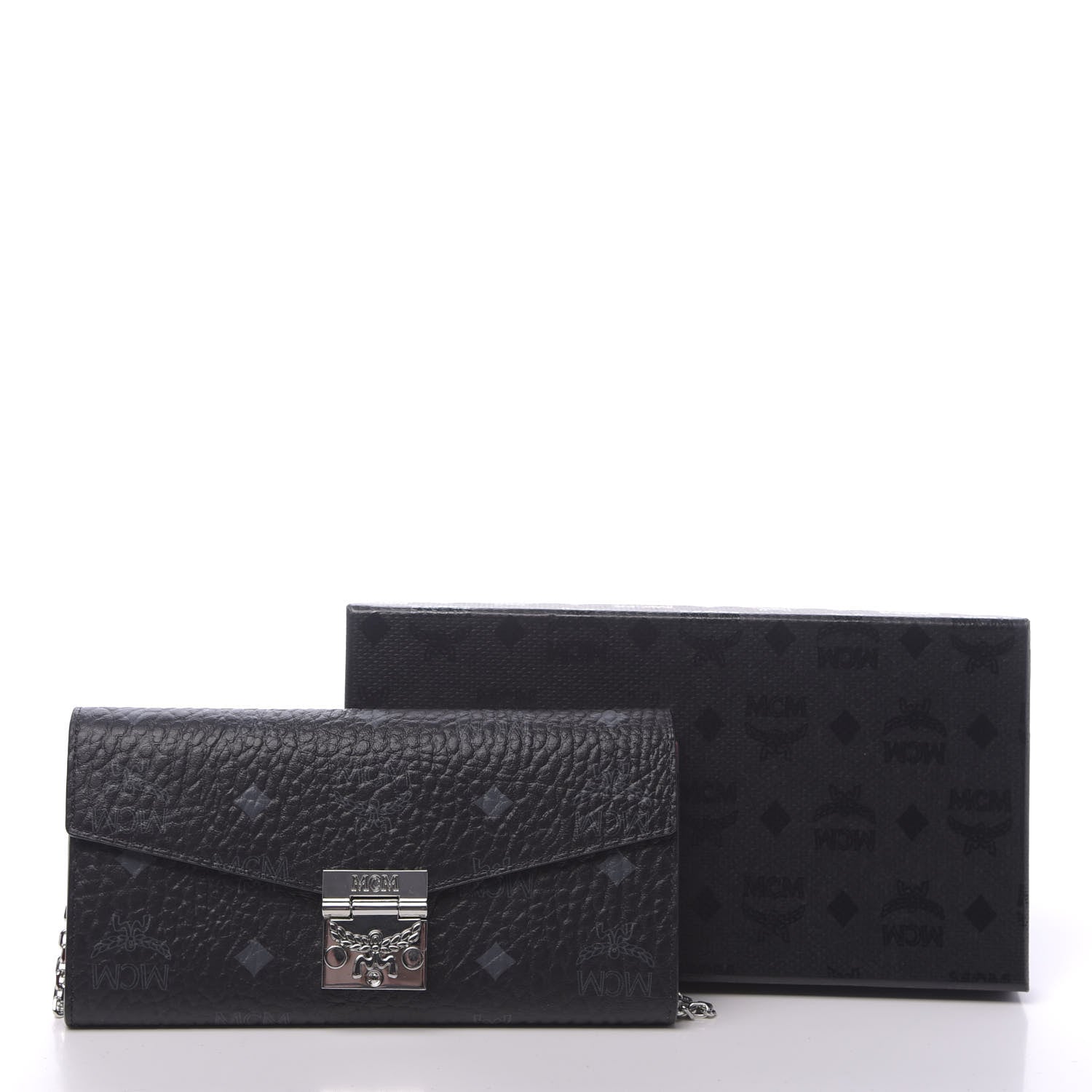 MCM Visetos Large Patricia Wallet On Chain Black Red 10 of 10