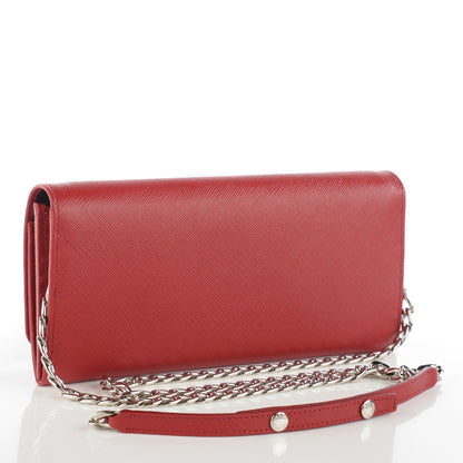 Prada Saffiano Bi-Color Wallet On Chain Fuoco Nero Black 3 of 7