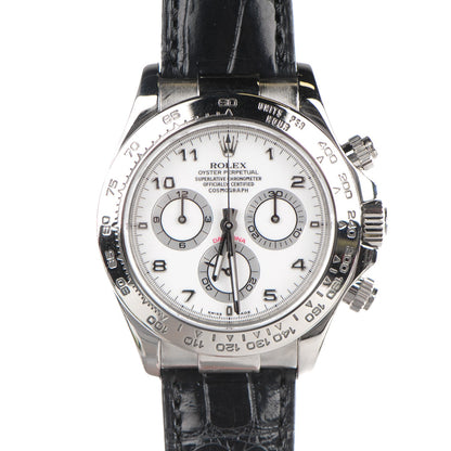 Rolex 18K White Gold Alligator 40mm Oyster Perpetual Daytona Cosmograph Watch White 116519 1 of 11