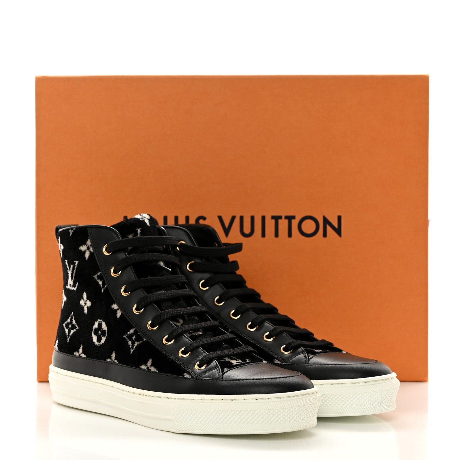 Louis Vuitton Velvet Monogram Stellar Sneakers 38.5 Black White 9 of 9