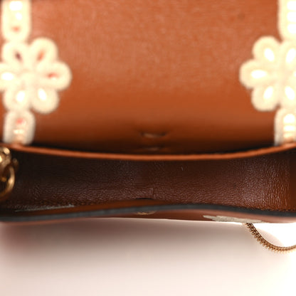 Fendi Shiny Nappa Vitello King Floral Ajour Embroidered Nano Baguette Charm Brandy 5 of 10
