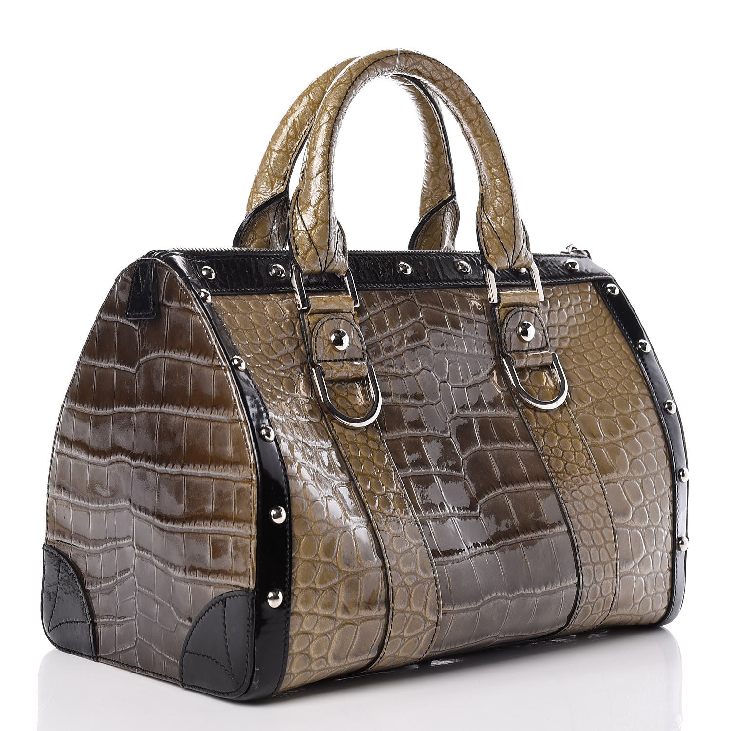 Versace Calfskin Crocodile Embossed Madonna Satchel 3 of 12