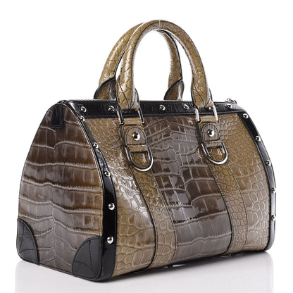 Versace Calfskin Crocodile Embossed Madonna Satchel 3 of 12
