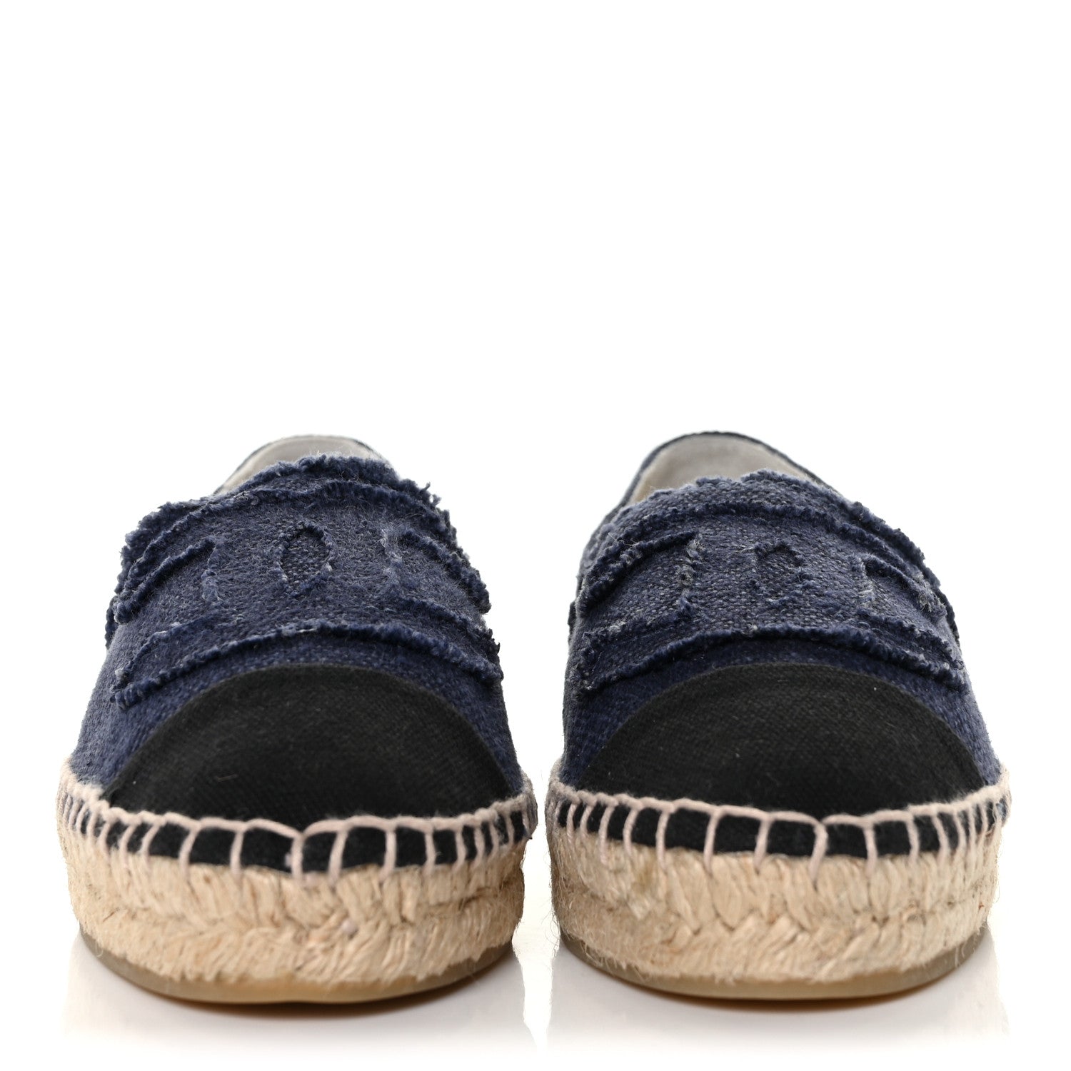Chanel Denim Toile CC Espadrilles 35 Navy Black 2 of 10