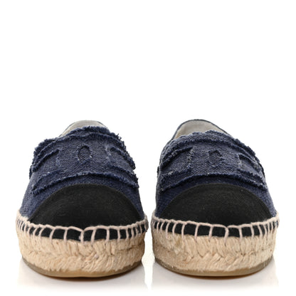 Chanel Denim Toile CC Espadrilles 35 Navy Black 2 of 10