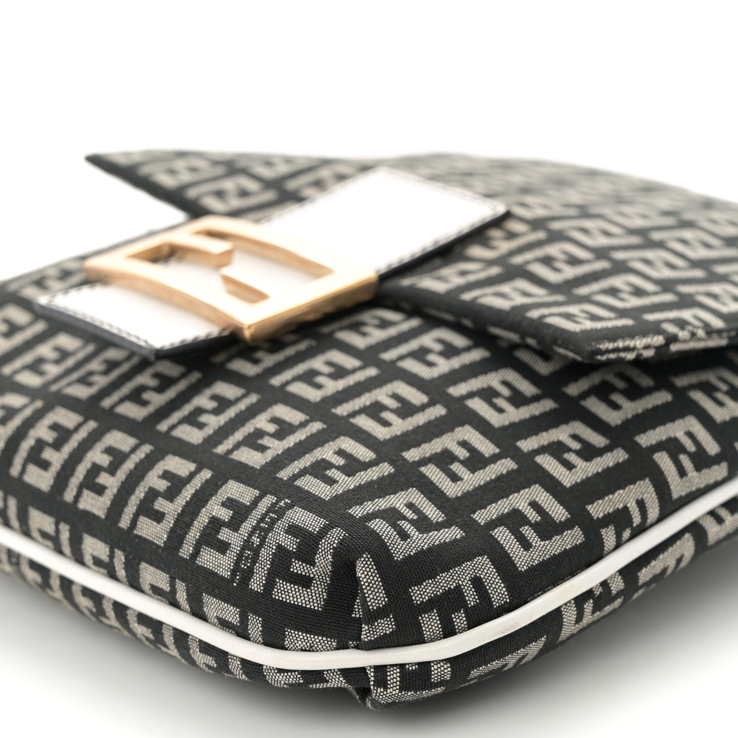 Fendi Zucchino Tube Messenger Bag Black White 9 of 10