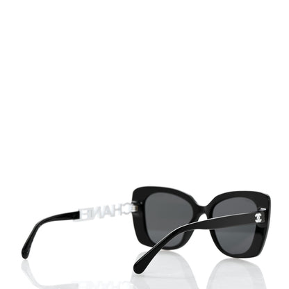 Chanel Acetate Strass Square Sunglasses 5422-B Black White 4 of 8