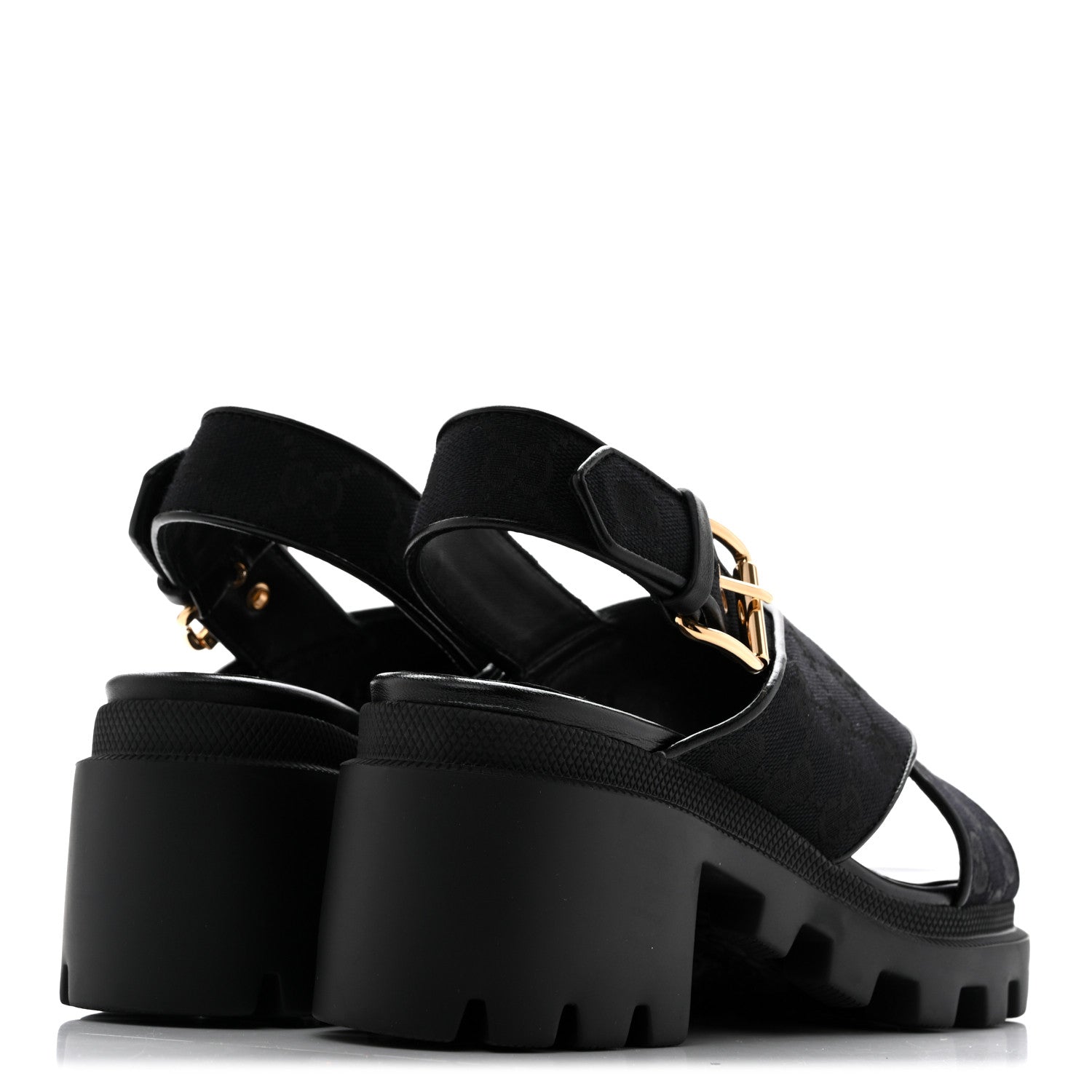 Gucci Monogram Granada Kid Trip 40/72mm Lug Sole Sandals 38 Black 5 of 9