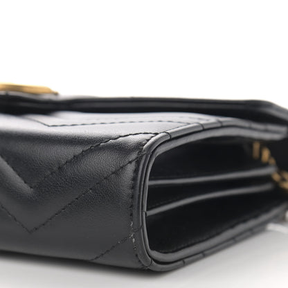 Gucci Calfskin Matelasse GG Marmont Chain Wallet Black 10 of 12
