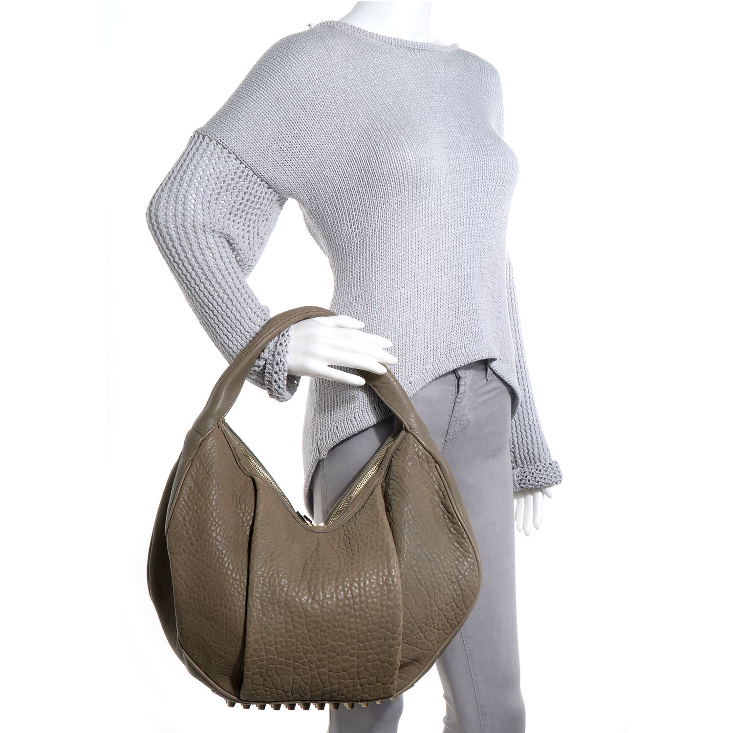 Alexander Wang Pebbled Leather Morgan Hobo Granite 2 of 6
