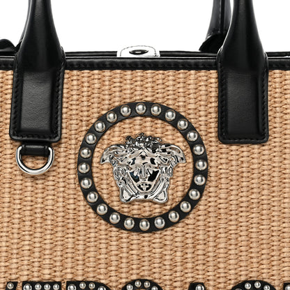 Versace Raffia Studded La Medusa Tote Beige 7 of 9