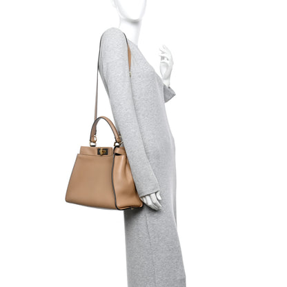 Fendi Vitello Seta Medium Peekaboo Iconic Satchel Cuoio 2 of 13