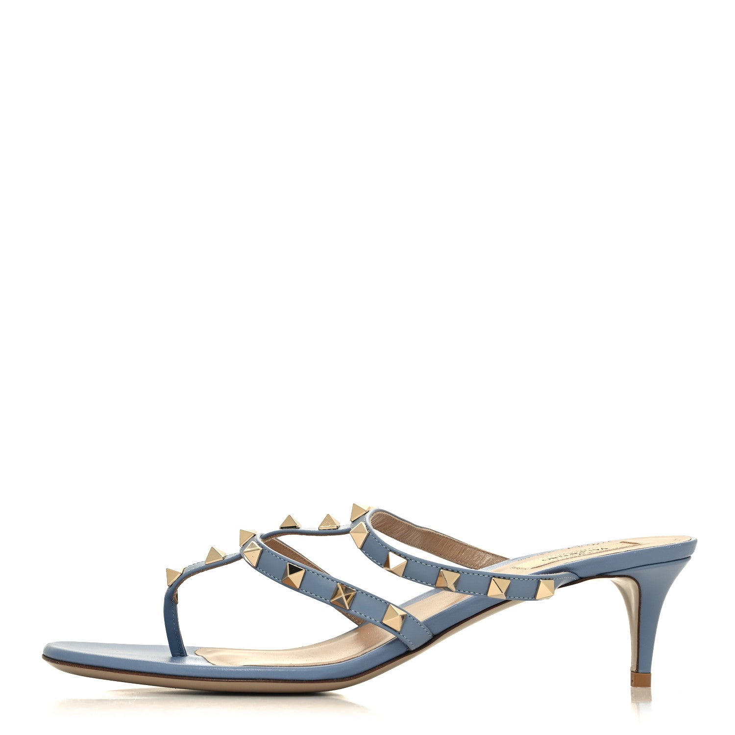 Valentino Garavani Calfskin Rockstud 50mm Flip Flop Thong Sandals 41 Niagara 1 of 9