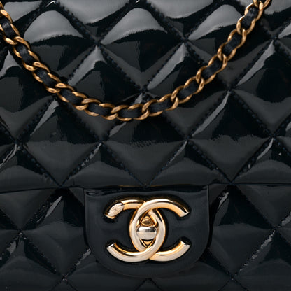 Chanel Patent Goatskin Quilted Medium CC Eyelet Flap Blue 8 of 11