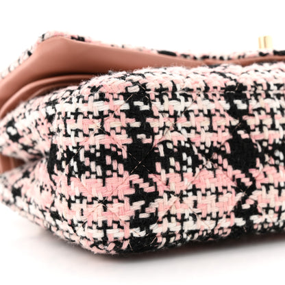 Chanel Tweed Quilted Medium Double Flap Pink Black White 9 of 12