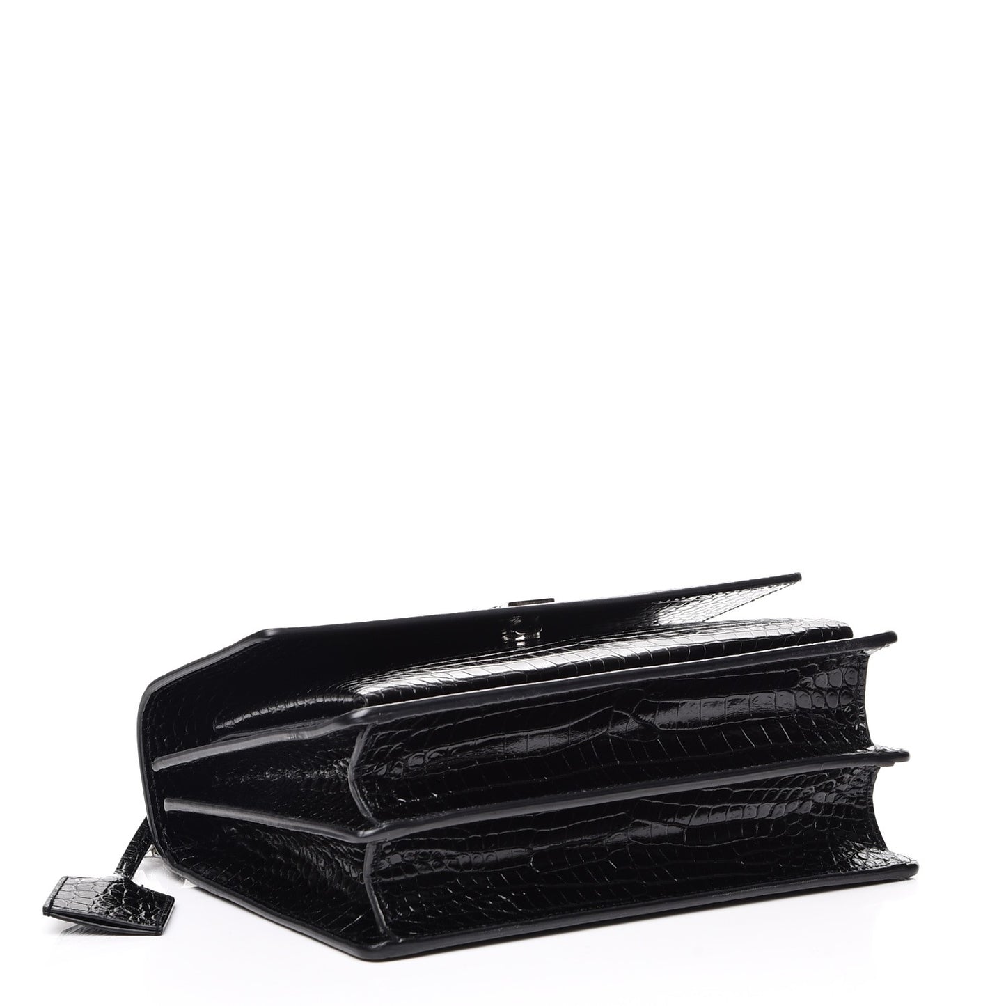 Calfskin Crocodile Embossed Medium Monogram Sunset Black